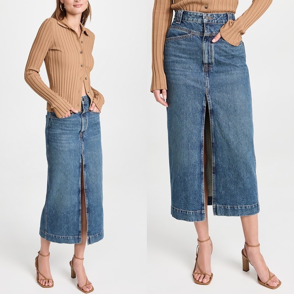 Khaite Neer Jean Denim Midi Skirt Size 29 - Picture 9 of 10